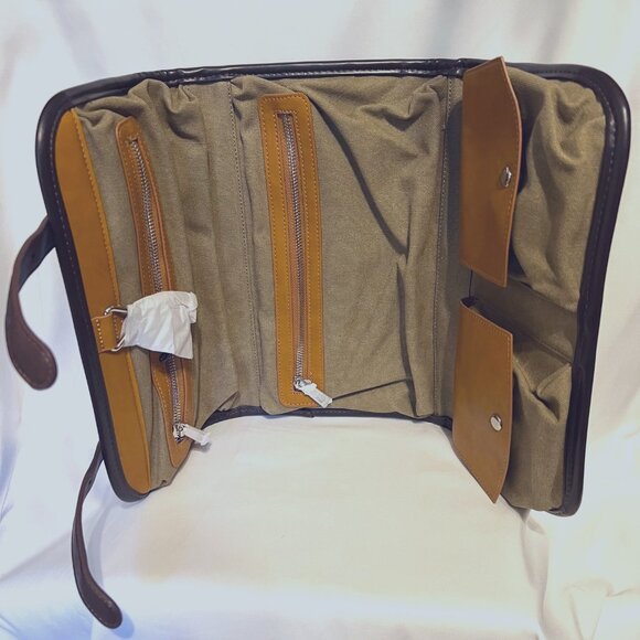 Vetelli Men's (Unisex) Hanging Travel Toiletry Bag-NWOT-Brown/Camel-Storage Bag - Picture 14 of 16